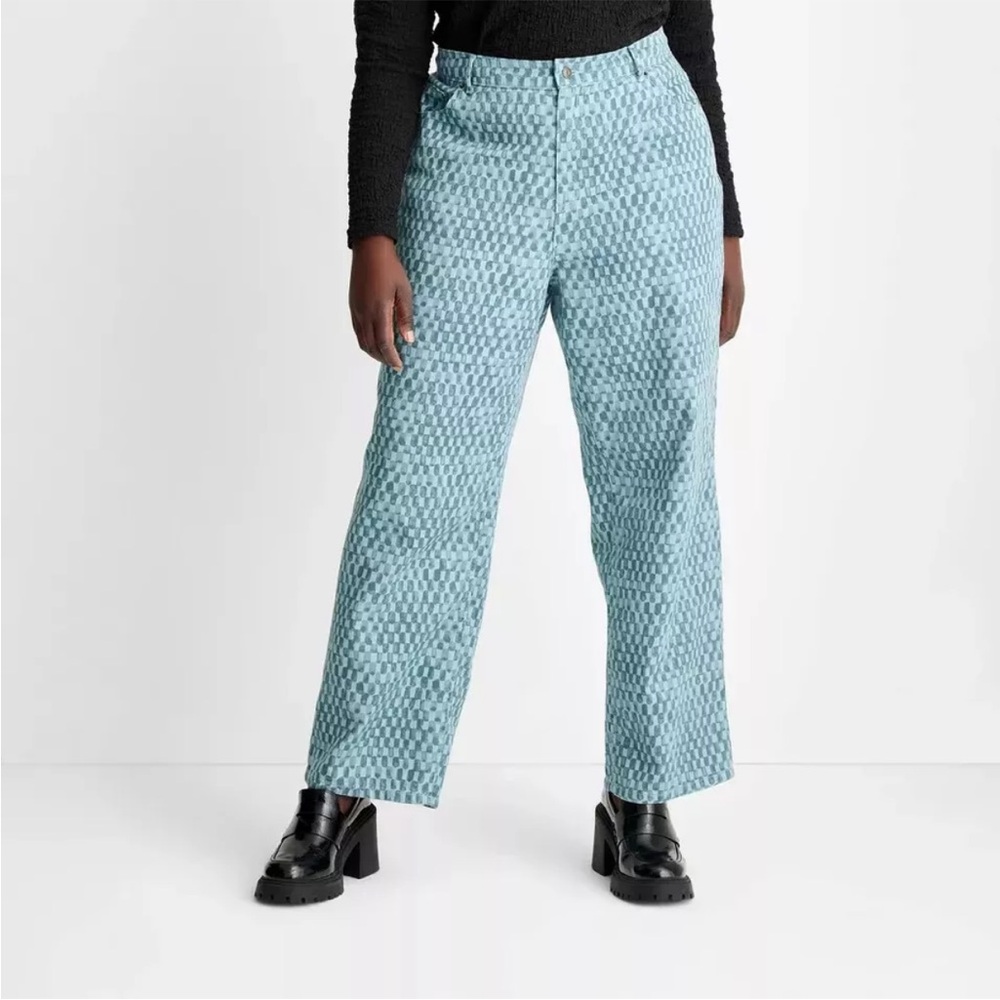 FUTURE COLLECTIVE Gabriella Karefa Mid Rise Straight Leg Checkered Jeans